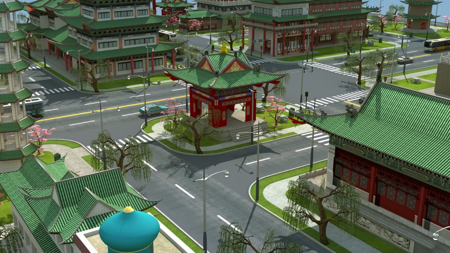 ArtStation - Chinese city block with ancient buildings | Game Assets